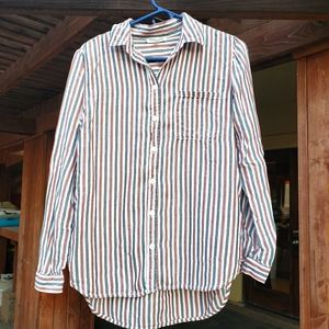 BeachLunchLounge red white blue striped blouse